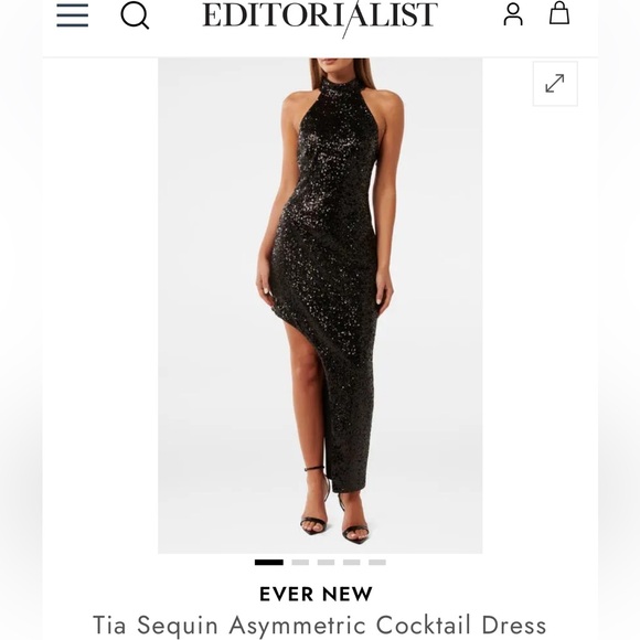 EverNew Tia Black Sequin Asymmetric Cocktail Dress NWT - Picture 1 of 6